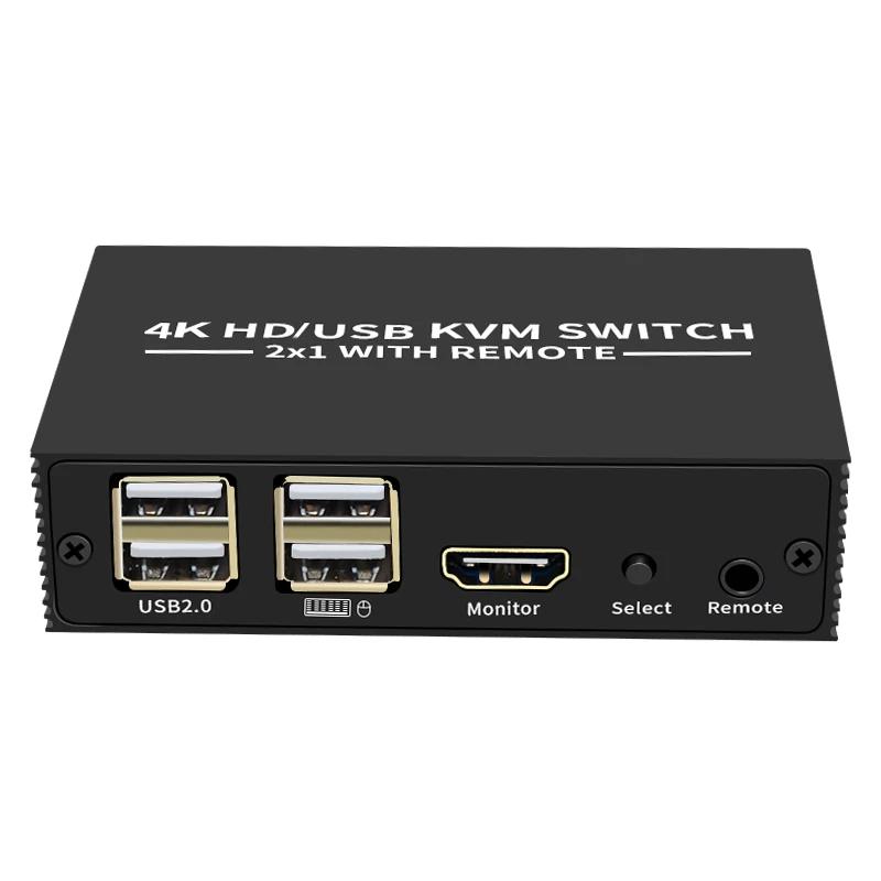 HDMI KVM ġ , 4 Ʈ USB , ũž Ʈѷ, Ʈ PC  콺 Ű U ÷ ̺, 4K, 2x1